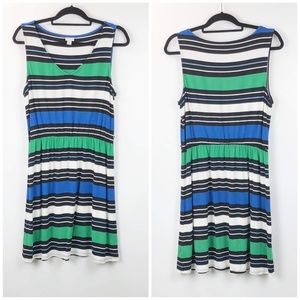 🔥Merona Blue Green Striped Knit Sleeveless Dress